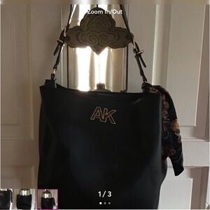 Anne Klein Black Shoulder Bag with Gold Accents